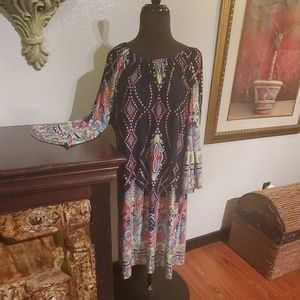 Moa Plus Size Bell Sleeved Pattern Dress Size 3XL